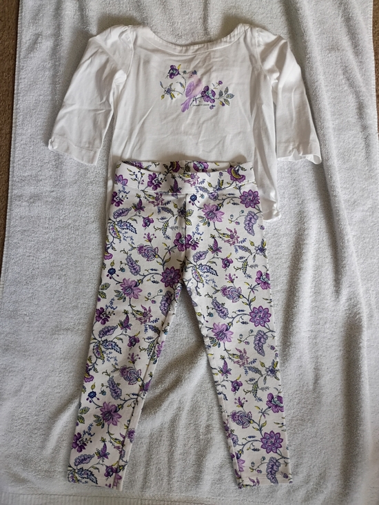 Janie and Jack Other - Janie and Jack White Top with Purple Floral Embroidery